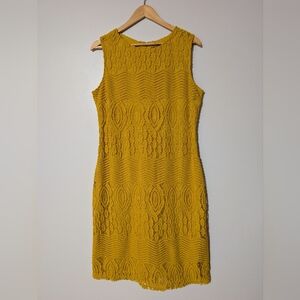 Sharagano Mustard Yellow Pencil Dress